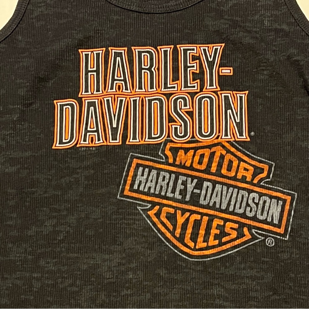 Harley Davidson Motorcycle Black Burnout Racerback Tank Top Women’s Biker Maine - Picture 2 of 9